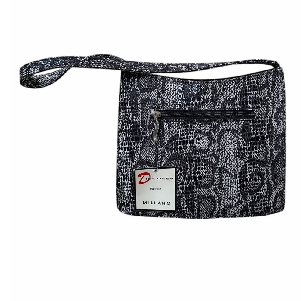 Discover Fashion Millano Snake Skin Python Print Handbag Shoulder Purse NWT